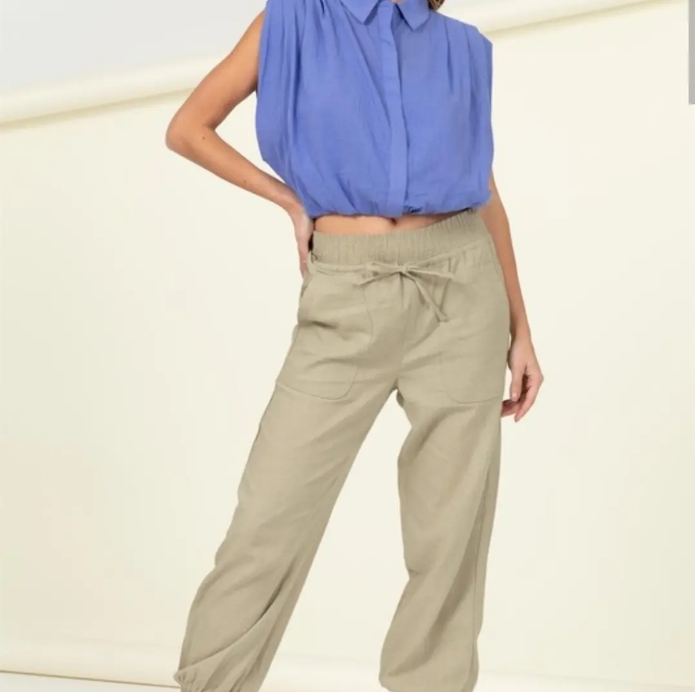 Olive green high waist trousers
